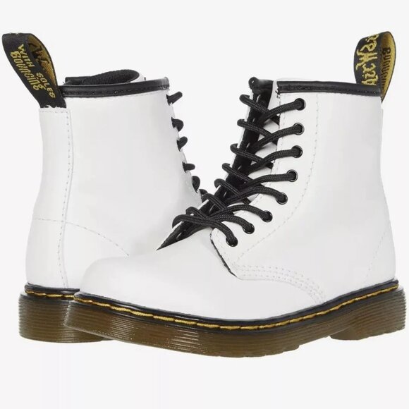 Dr. Martens Youth Air Wair White Combat Boots - Picture 1 of 9